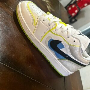 White and Blue Athletic Sneakers